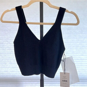 Re/Done 90s Rib Crop Top Black Small NWT Classic Contemporary Minimalist Neutral